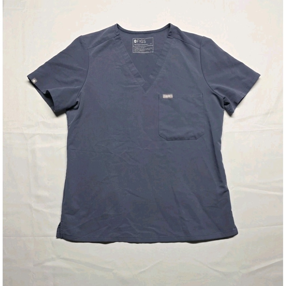 Figs Catarina One Pocket Scrub Top Shirt Navy Blue Womens Sz Medium Healthcare